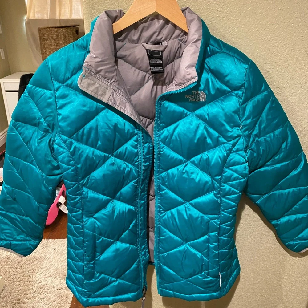 Teal blue The North Face puffer jacket girls size XL #pufferjacket